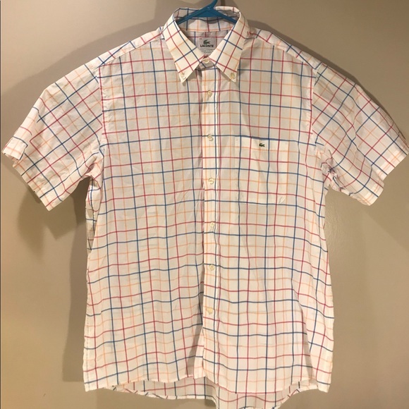 lacoste button down short sleeve